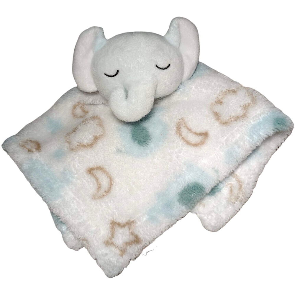 Mini Muffin Blue Sleeping Elephant Baby Security Blanket Lovey Moon Cloud Star